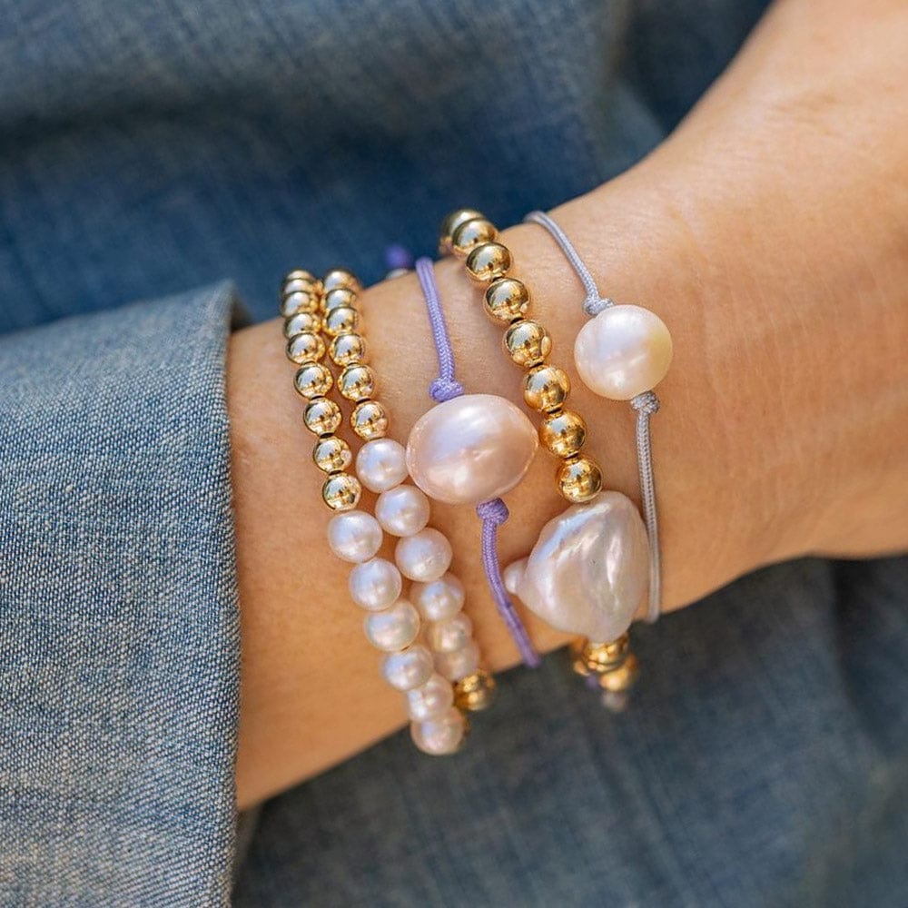 Gold Filled 5mm Bead Bracelet - 6 Freshwater Pearls