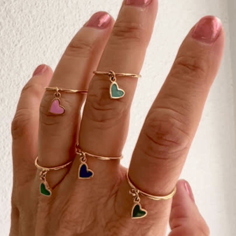 Enamel Dangle Corazon Ring LeahJessica