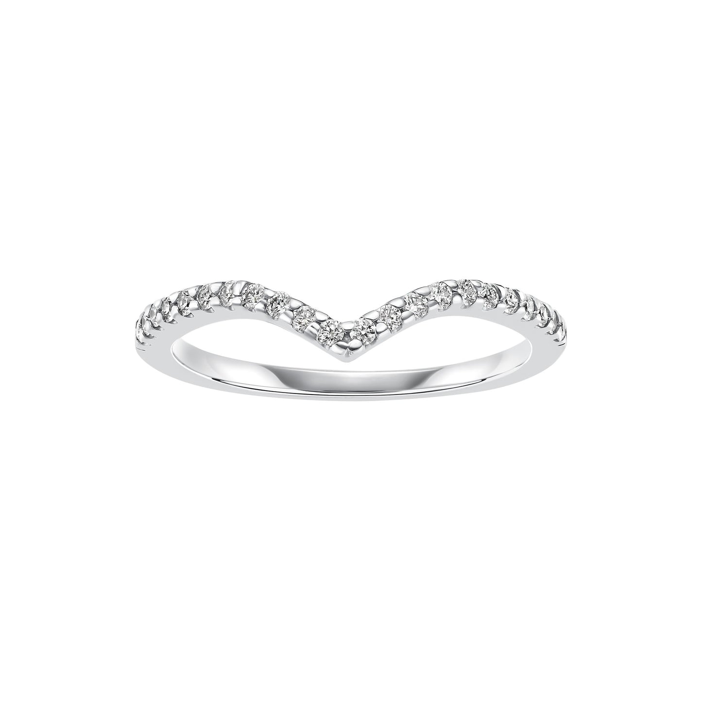 V Diamond White Gold Stackable Ring | LeahJessica Jewelry