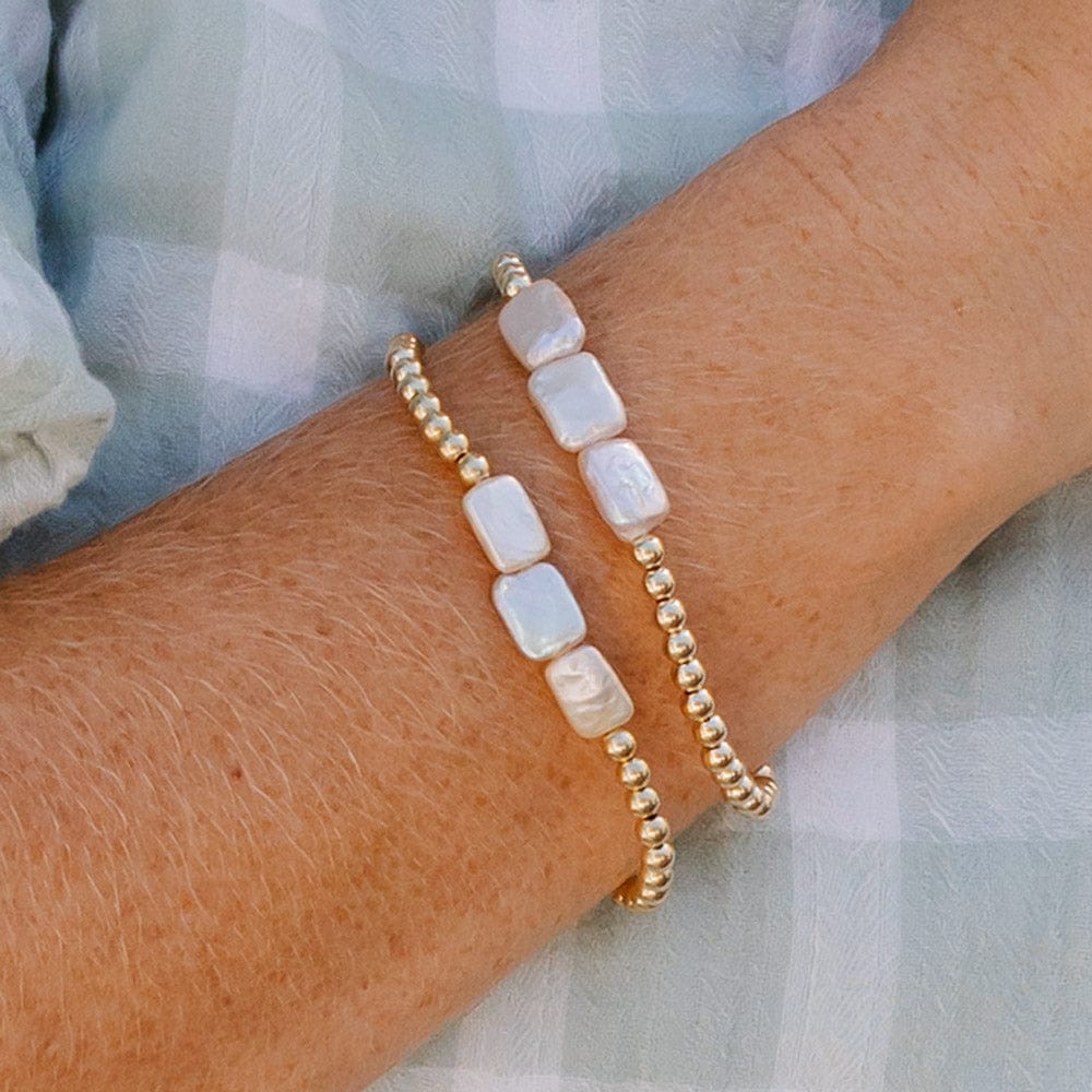 Bead Bracelet - 3 Square Freshwater Pearls | LeahJessica Jewelry