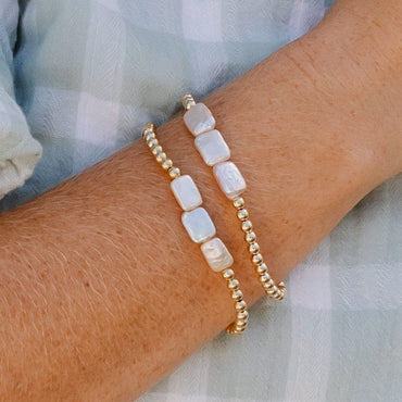 Bead Bracelet - 3 Square Freshwater Pearls | LeahJessica Jewelry