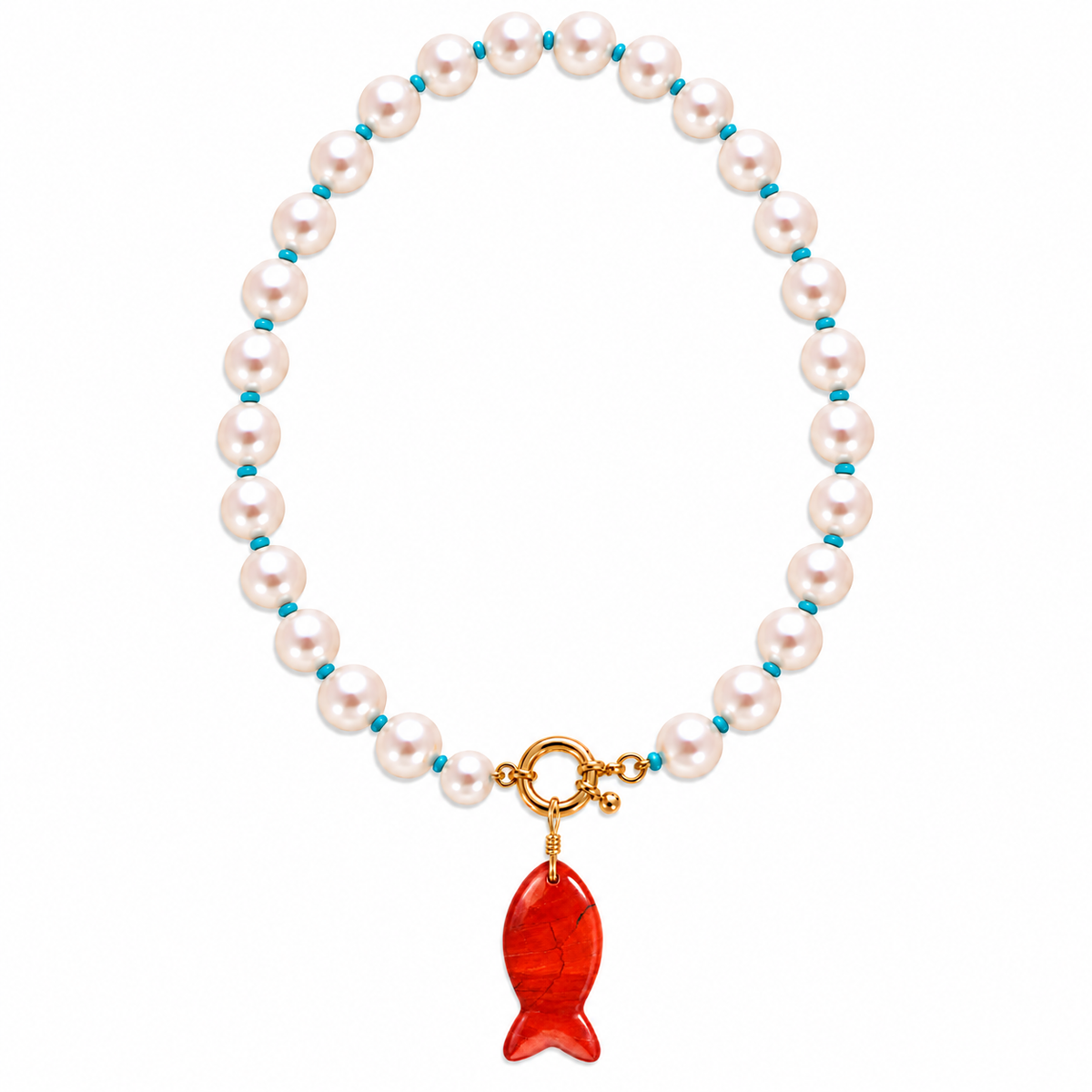 Something Blue Pearl & Fish Necklace
