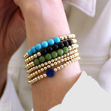 Gold and Jade Bead Bracelet | LeahJessica Jewelry 