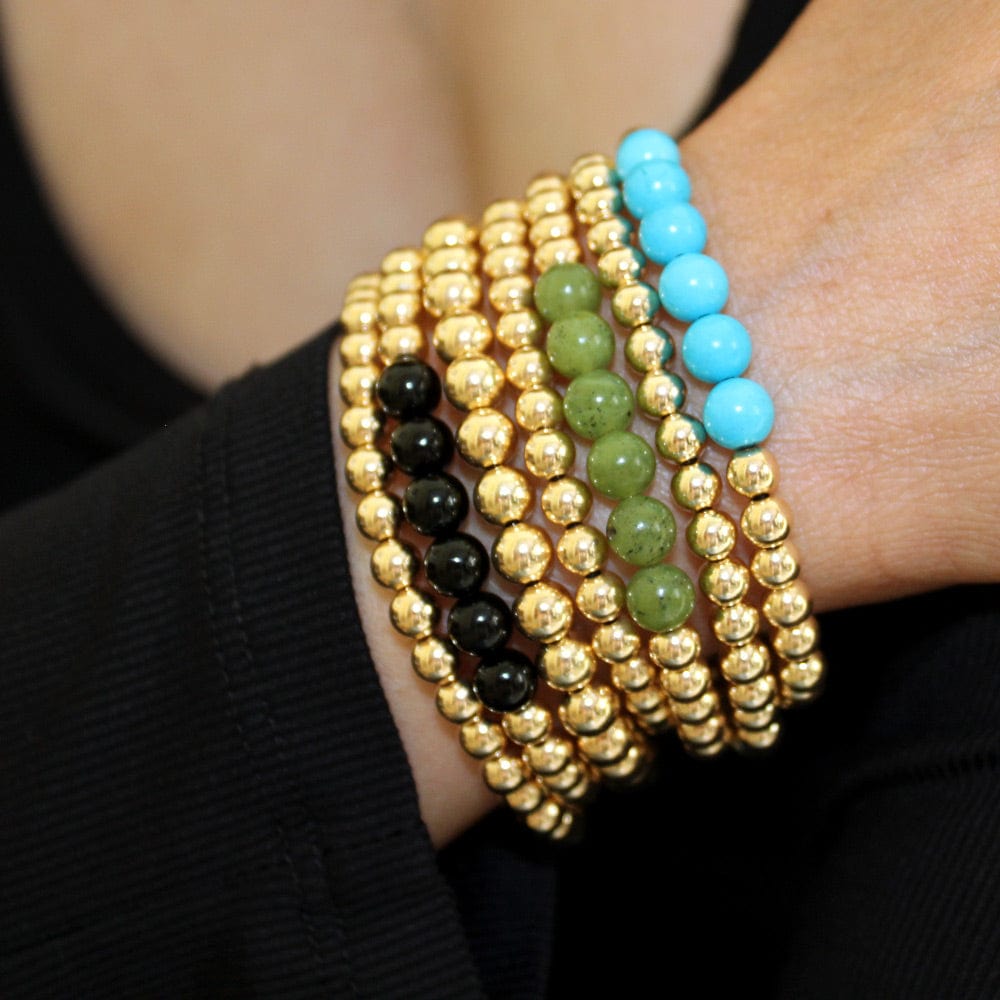 Gold and Jade Bead Bracelet | LeahJessica Jewelry 