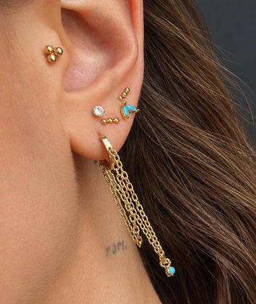 Something Blue Mini 3 Dot Earring Stud (Sold Individually)