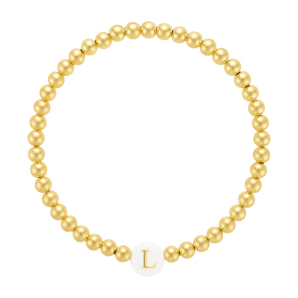 Bead Bracelet Initial LeahJessica Jewelry