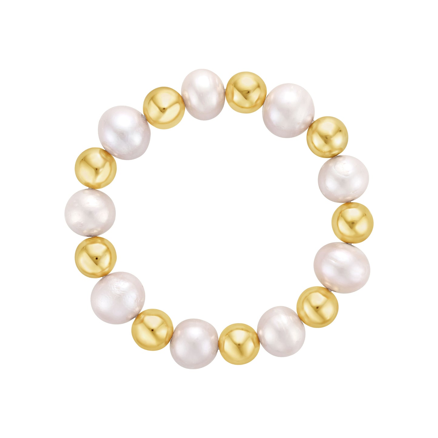 Gold Bead & Mega Pinkish Freshwater Pearls Bracelet