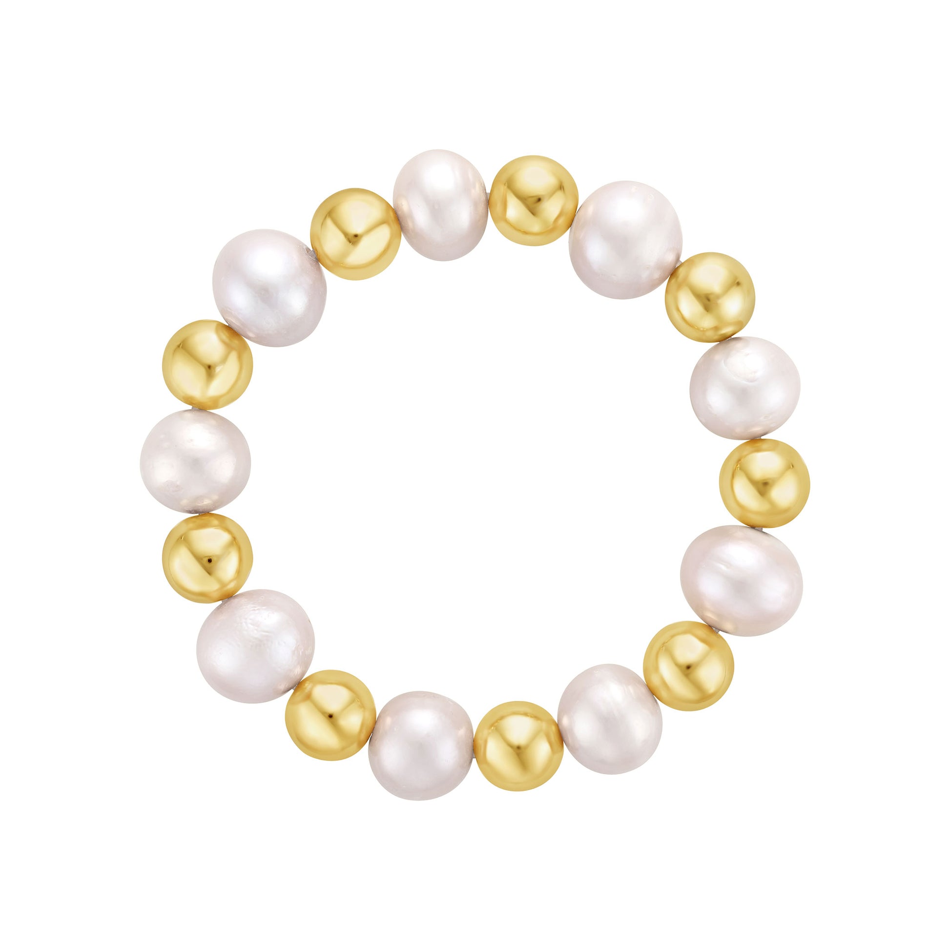 Gold Bead & Mega Pinkish Freshwater Pearls Bracelet