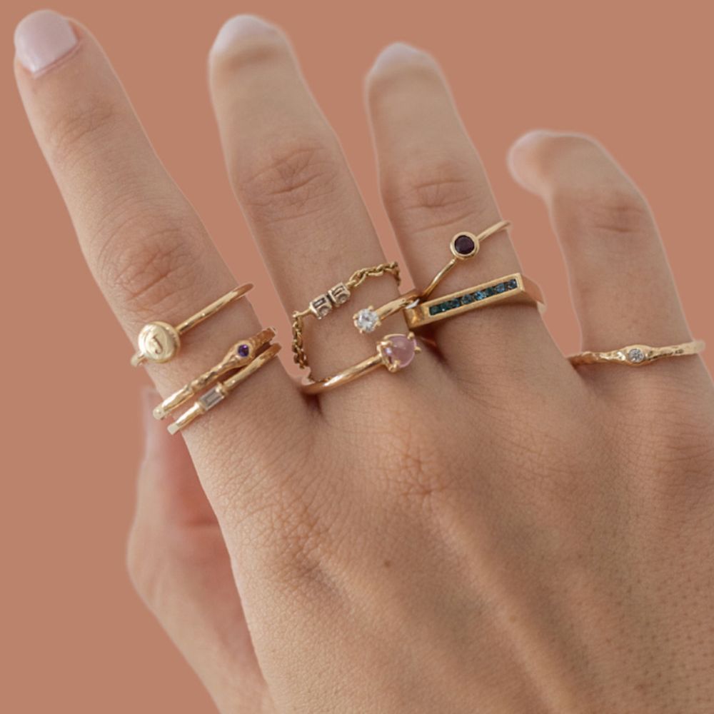 Diamond Hammered Stackable Ring