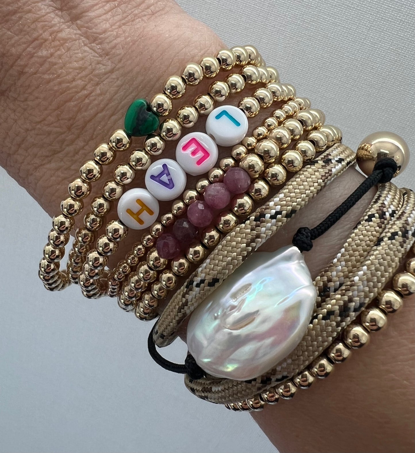 Bead Bracelet - Green Malachite Heart