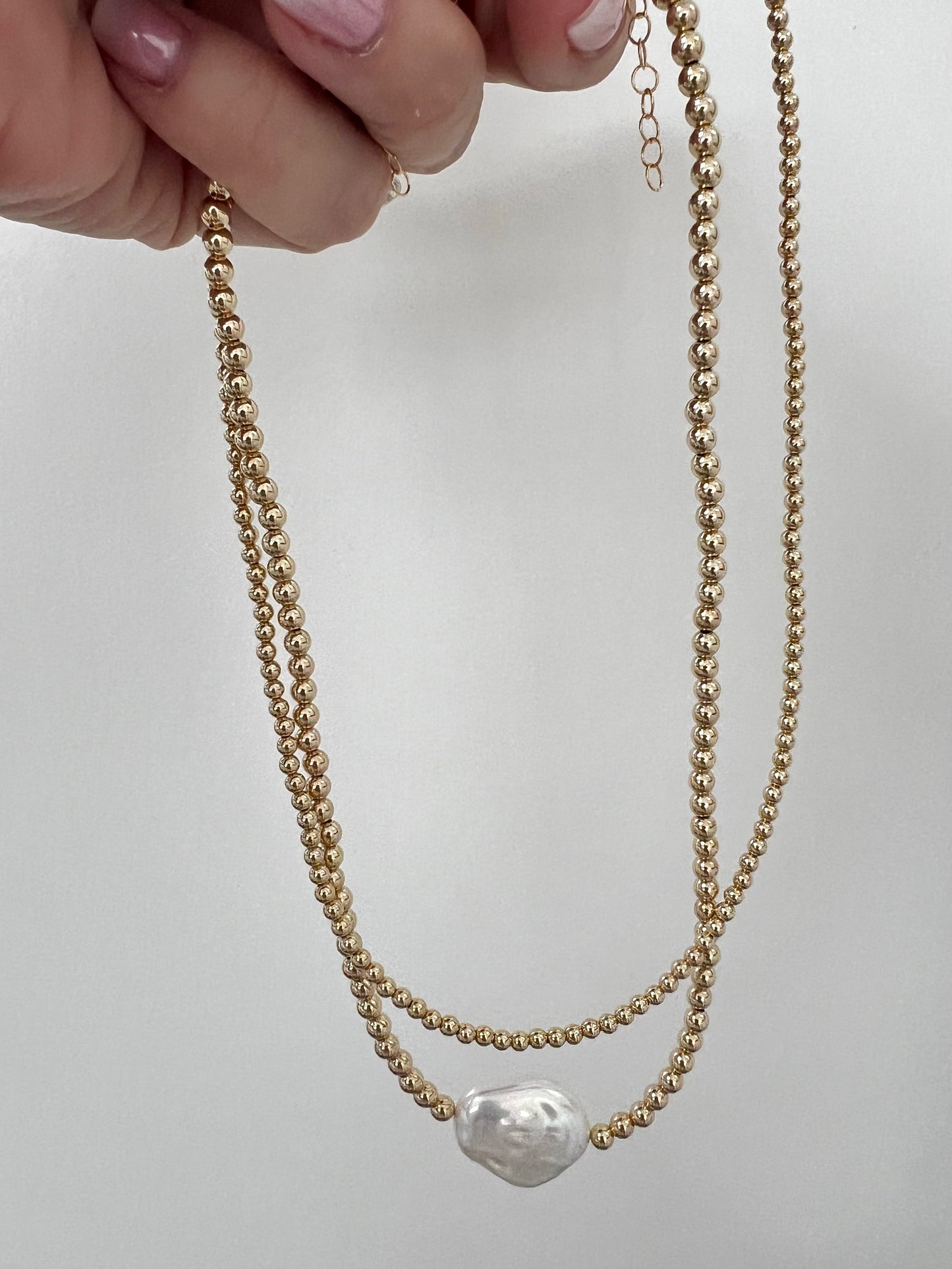 LJ 4mm Gold Filled & Pearl Bead Necklace