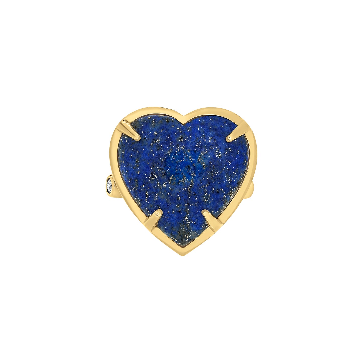 Lapis Lazuli Medium Corazon Ring | Bezel-Set Diamond