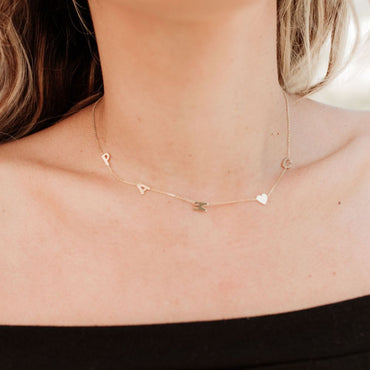 Hand Cut 4 Letters & Heart Necklace | LeahJessica Jewelry