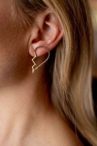 Heart Stud Sapphire Earring