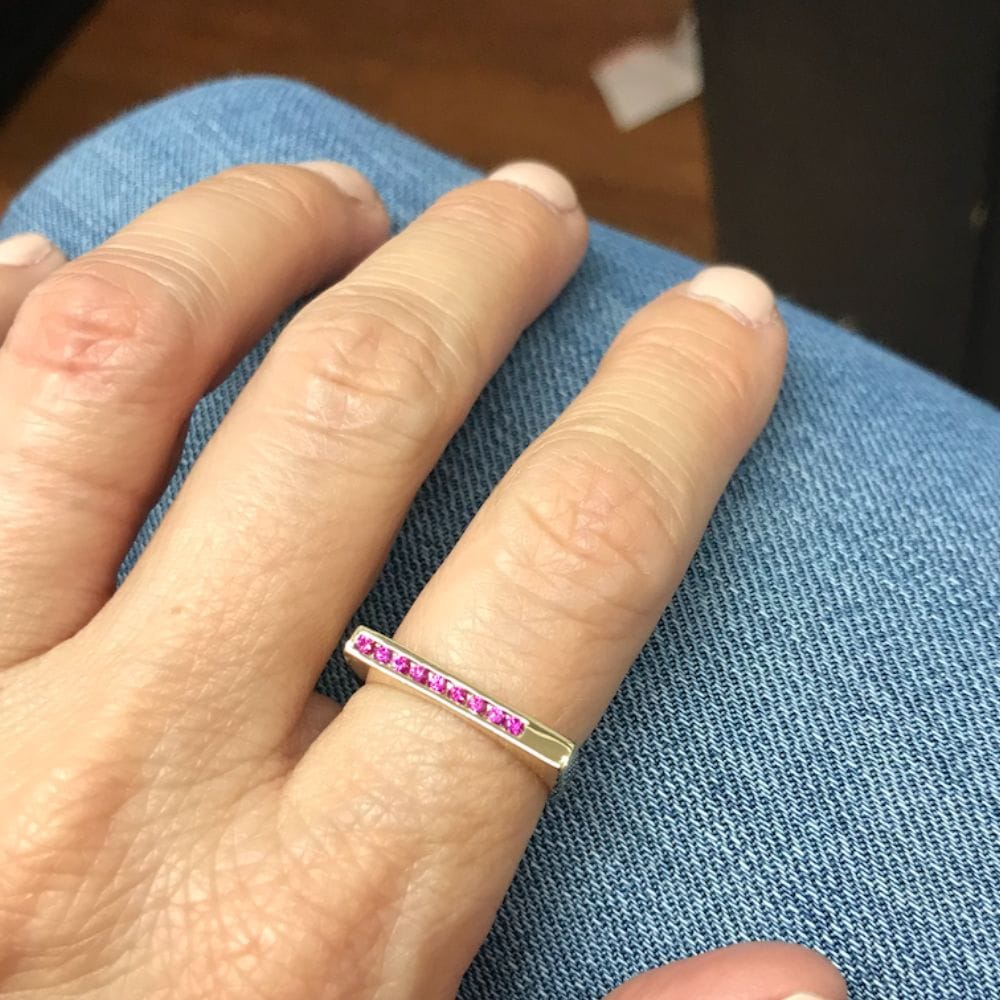 LeahJessica Linear Stack With Pink Sapphires Ring 