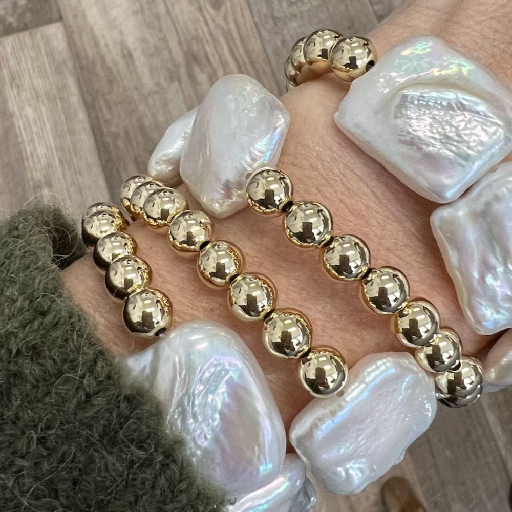 Mega Square Pearl Bead Bracelel