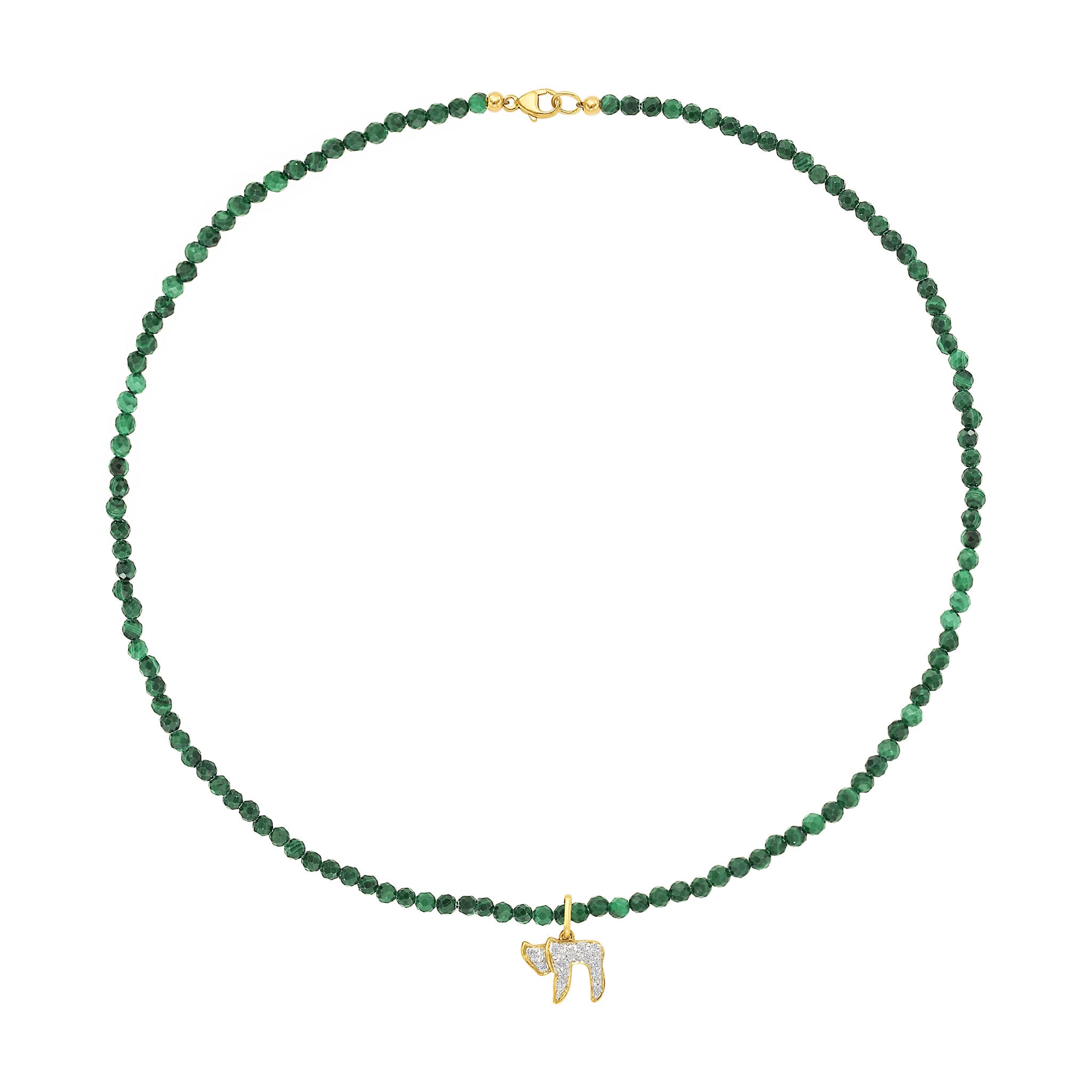 Diamond Chai Emerald Beads Necklace | LeahJessica Jewelry