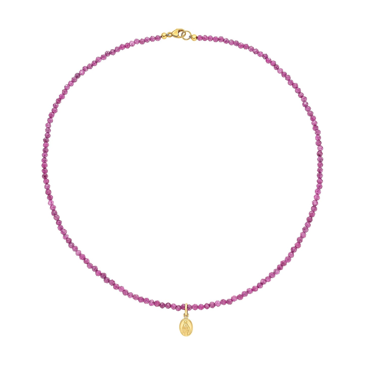  Mini Miraculous Medal  Pink Tourmaline Necklace | LeahJessica Jewelry
