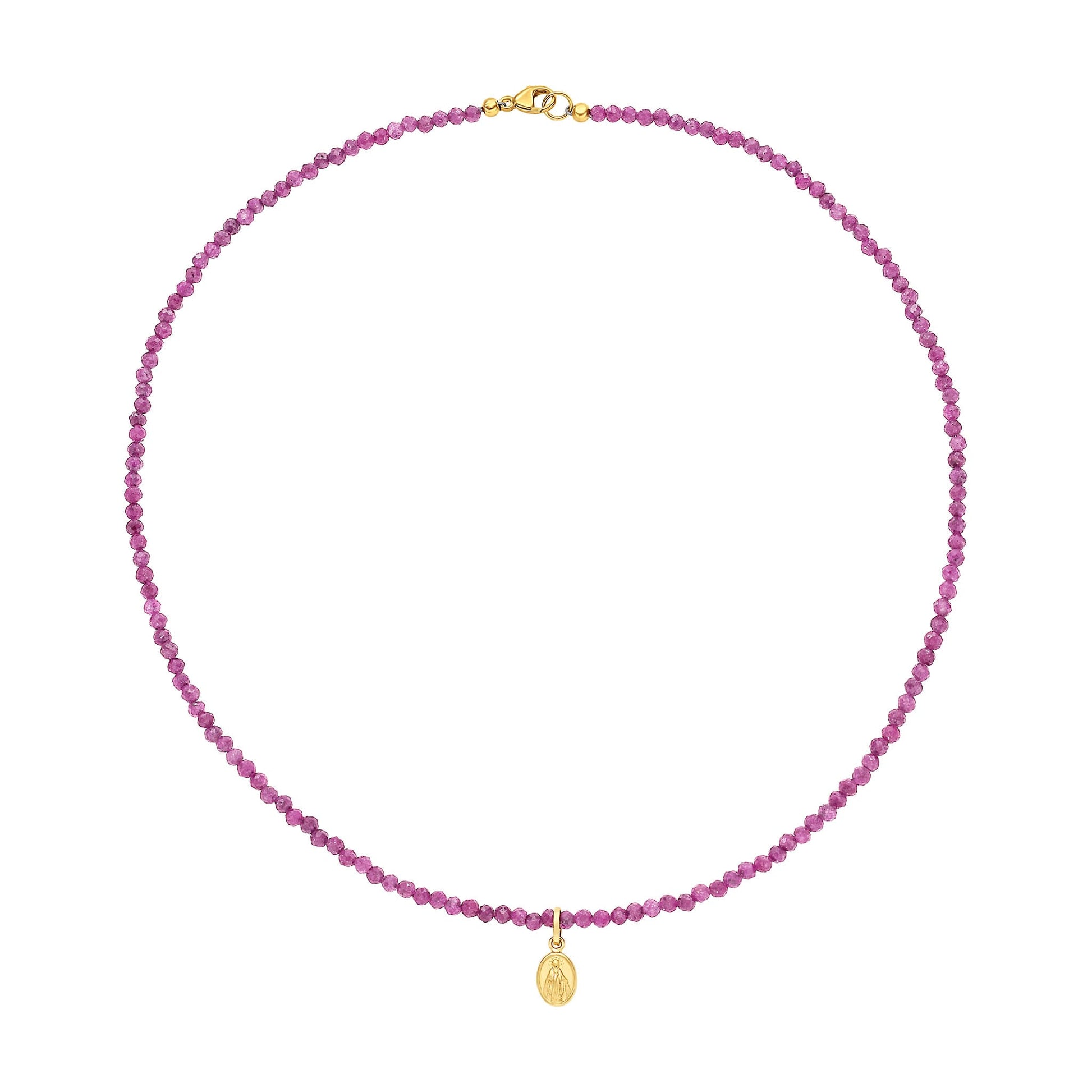  Mini Miraculous Medal  Pink Tourmaline Necklace | LeahJessica Jewelry