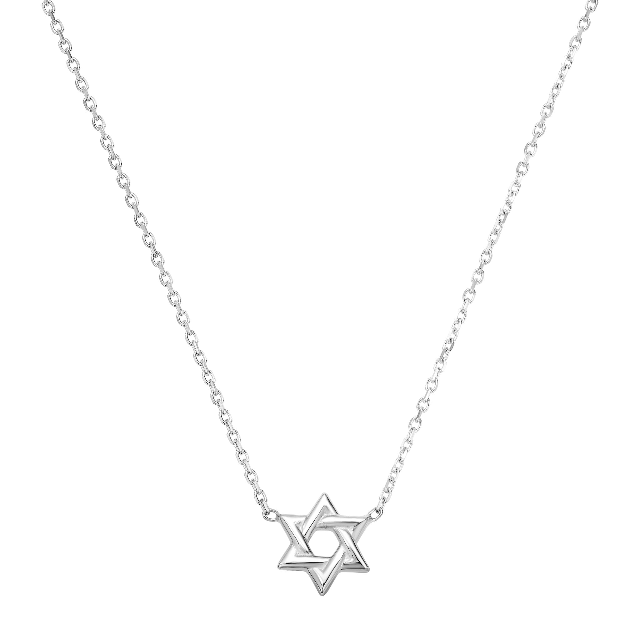 Mini White Gold Magen David Necklace