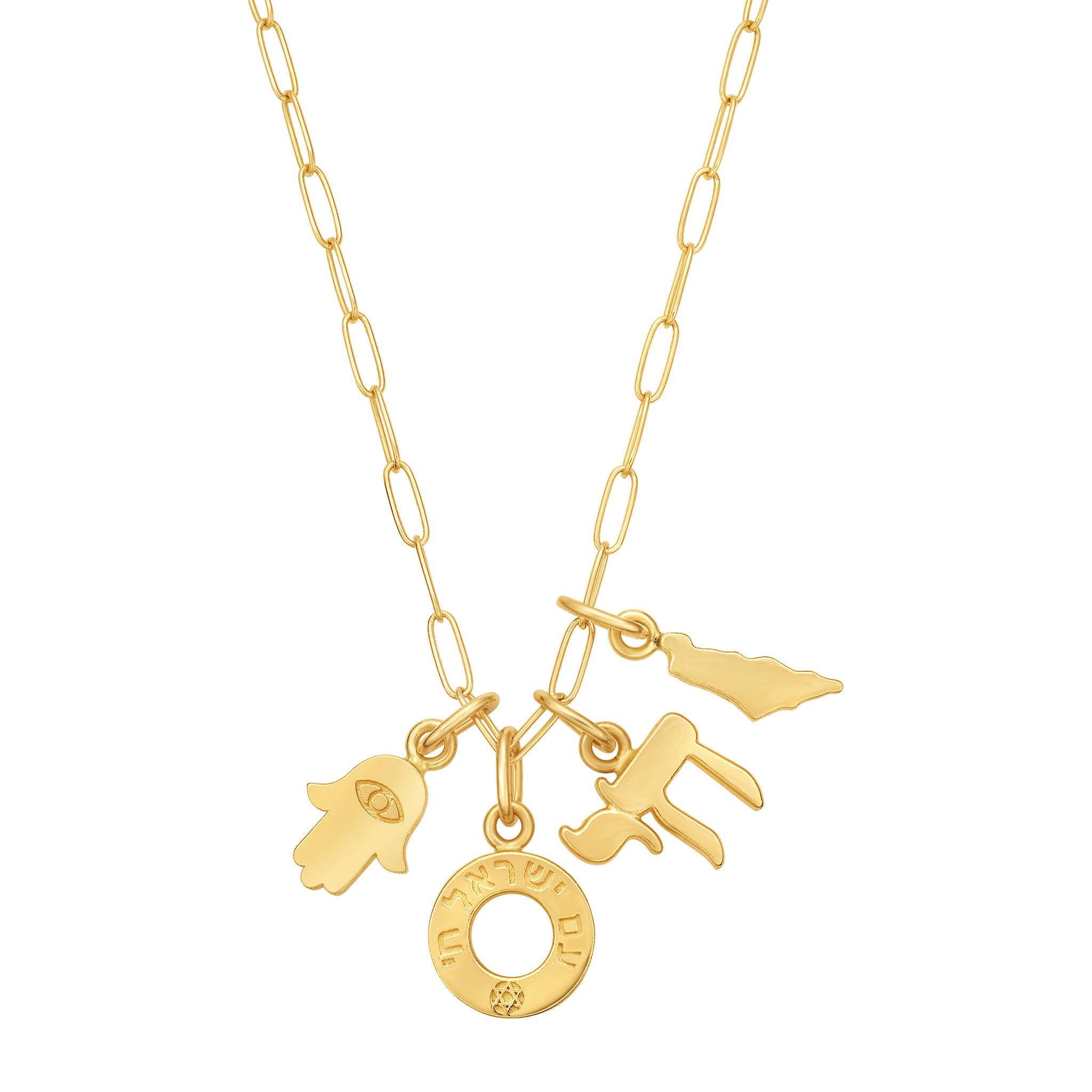 Mini Am Yisrael Chai Gold Charm Necklace | LeahJessica Jewelry