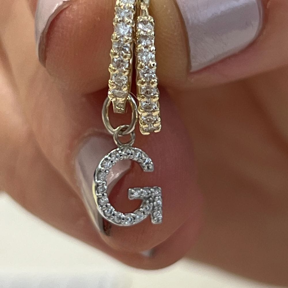 Sara Single Letter Diamond Huggie