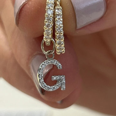 Sara Single Letter Diamond Huggie