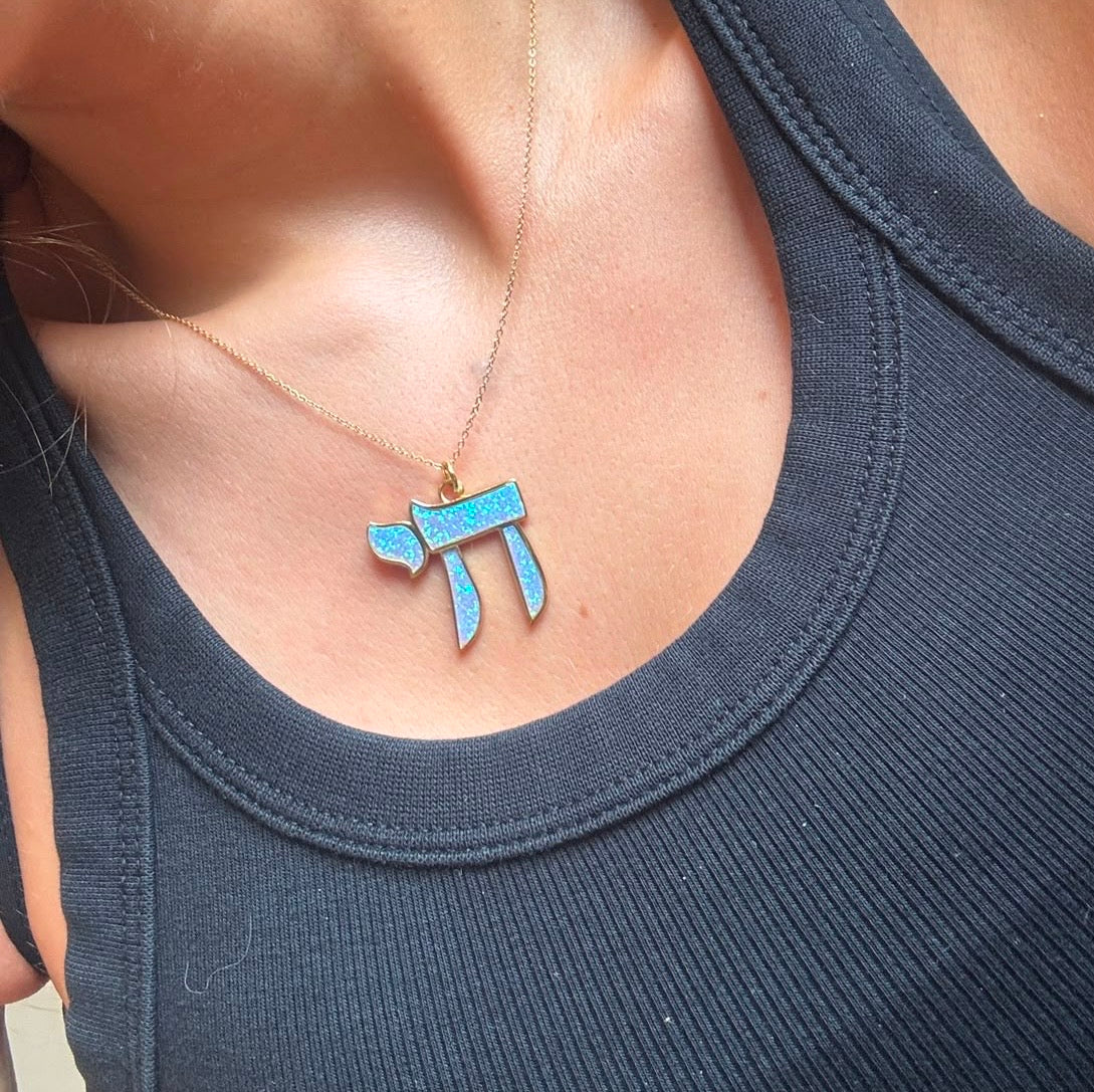 Something Blue Opal Chai Necklace
