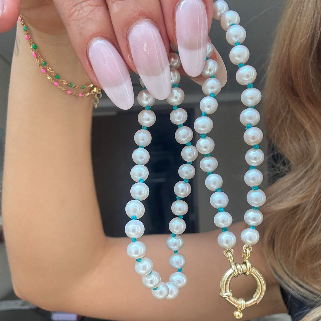 Something Blue Pearl Necklace