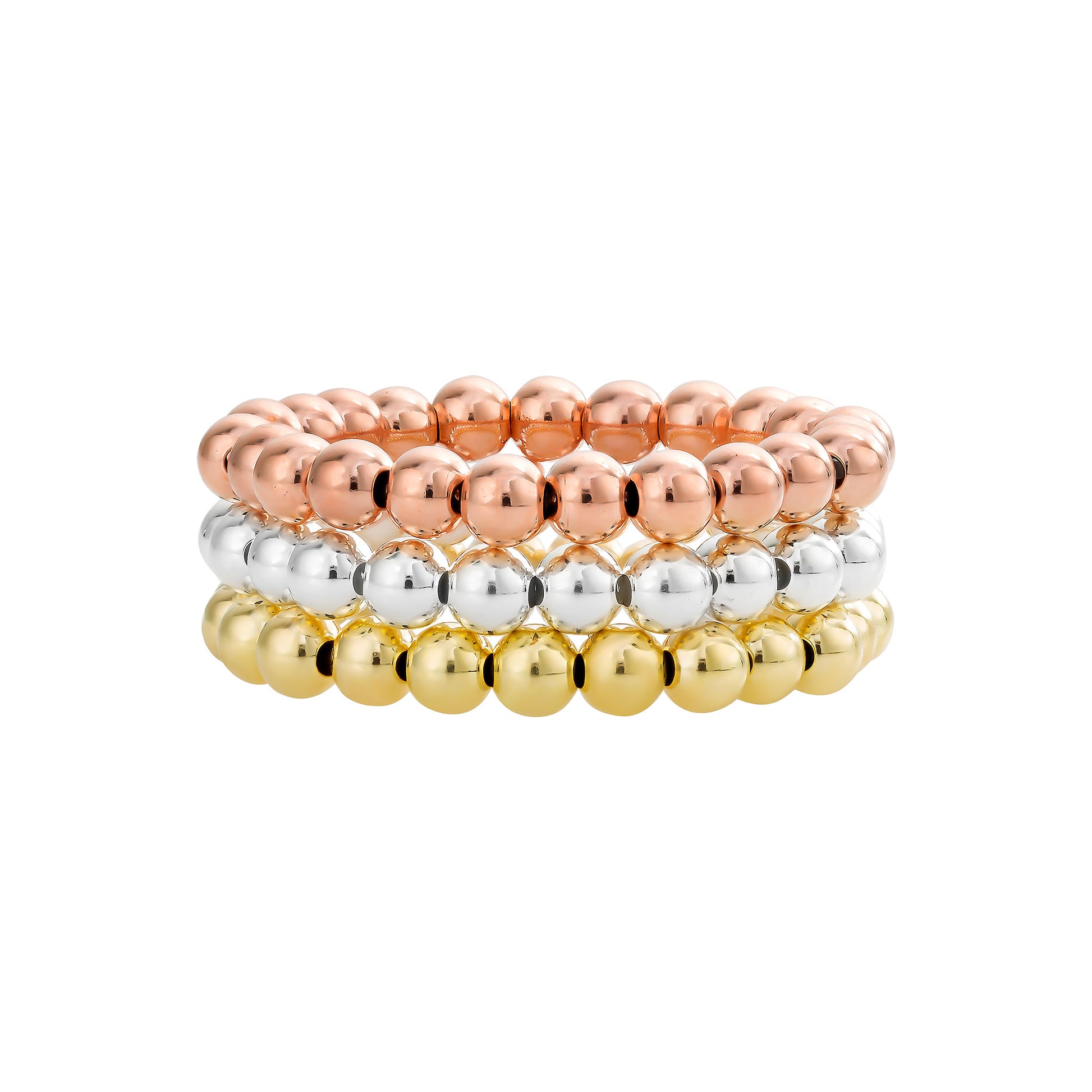 Three-Tone Bead Ring Stack -3mm | LeahJessica Jewelry