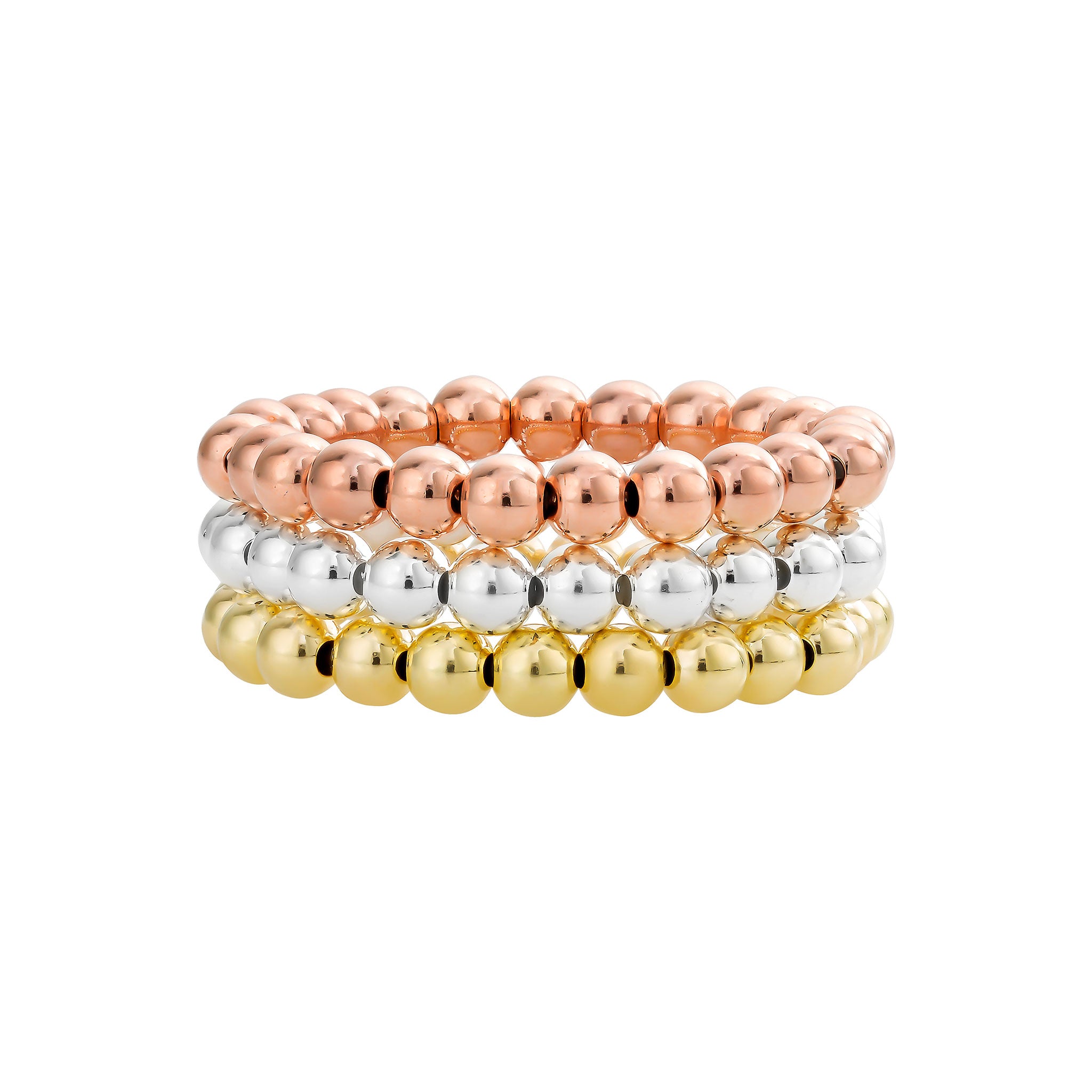 Three-Tone Bead Ring Stack -3mm | LeahJessica Jewelry