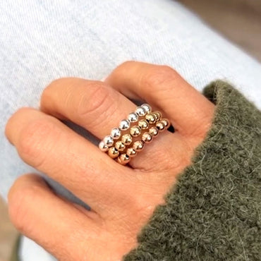 Three-Tone Bead Ring Stack -3mm | LeahJessica Jewelry
