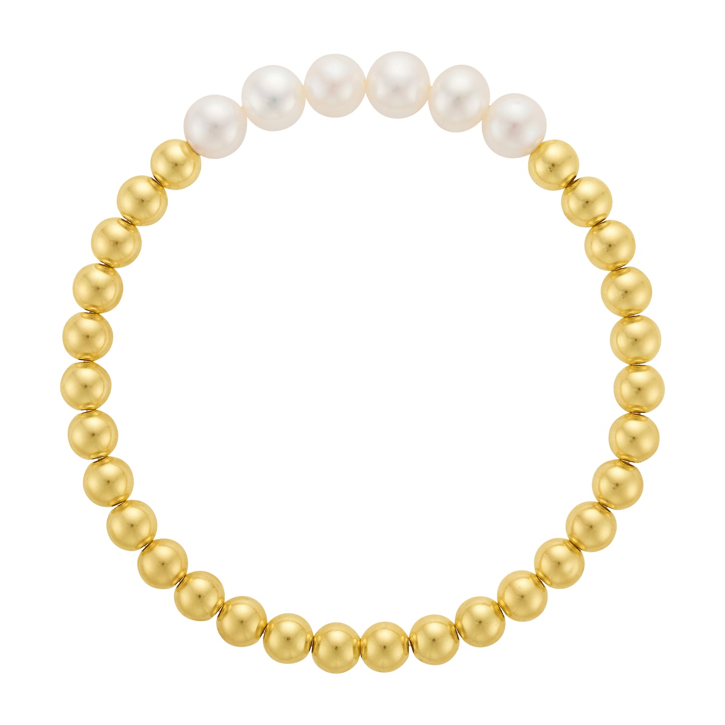 Gold Filled 5mm Bead Bracelet - 6 Freshwater Pearls