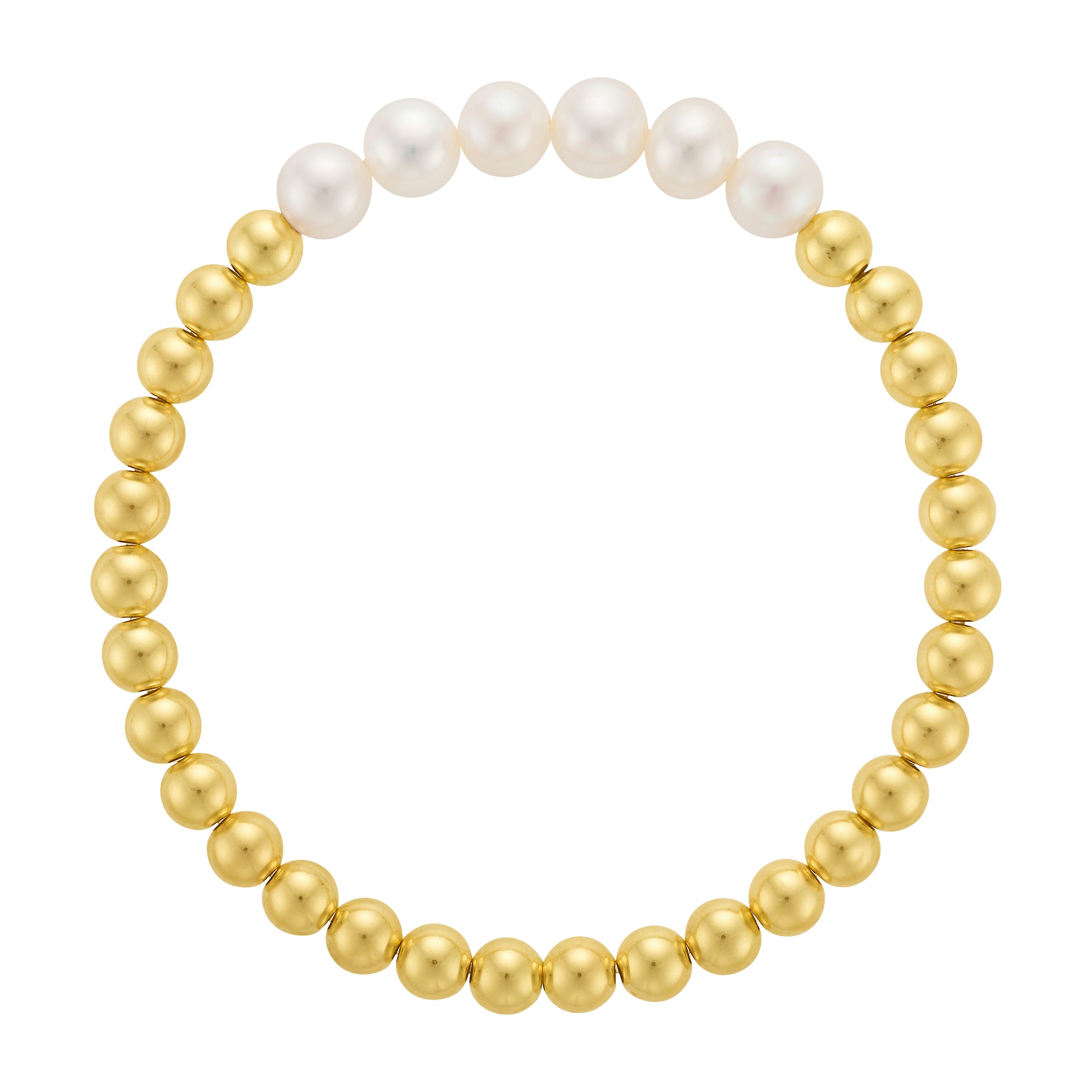 Gold Filled 5mm Bead Bracelet - 6 Freshwater Pearls