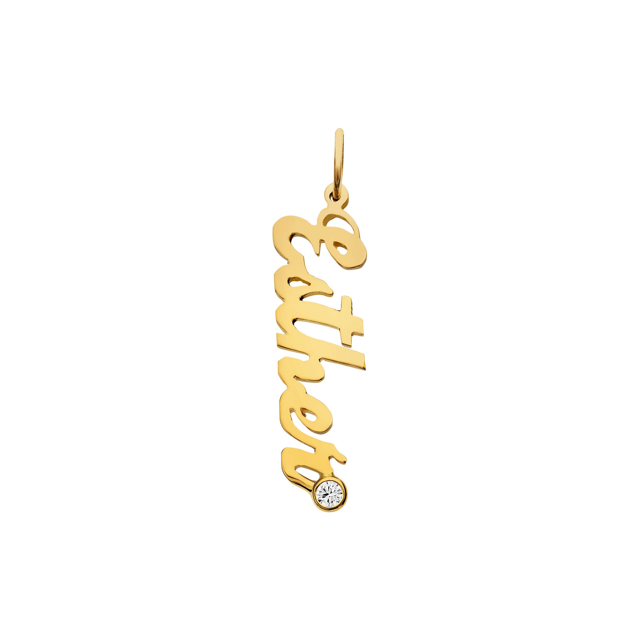 Hand Cut Vertical Charm With Diamond | LeahJessica Jewelry