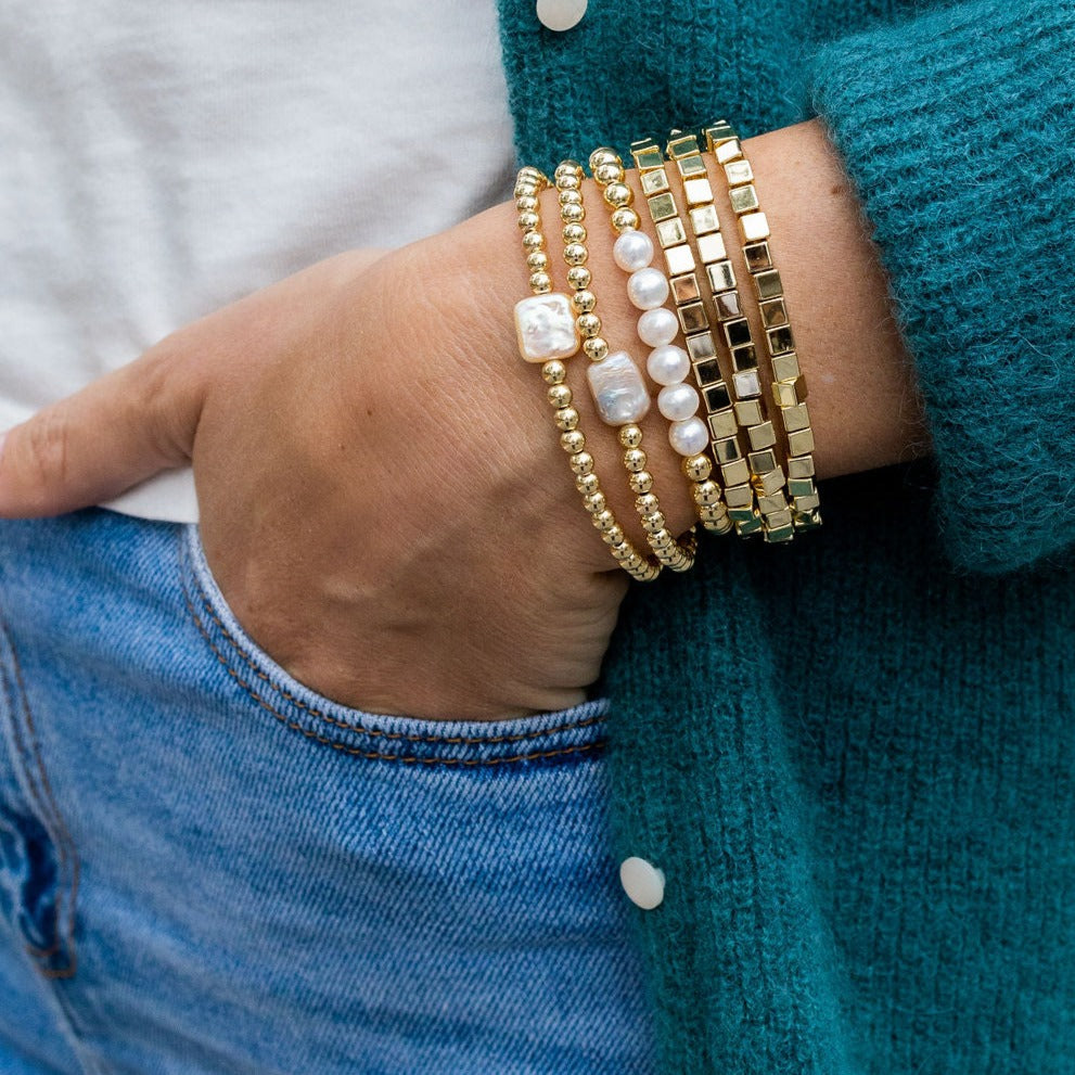 Bead Bracelet - Square Freshwater Pearls | LeahJessica Jewelry
