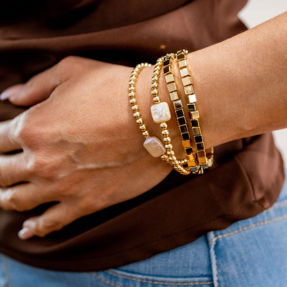 Bead Bracelet - Square Freshwater Pearls | LeahJessica Jewelry