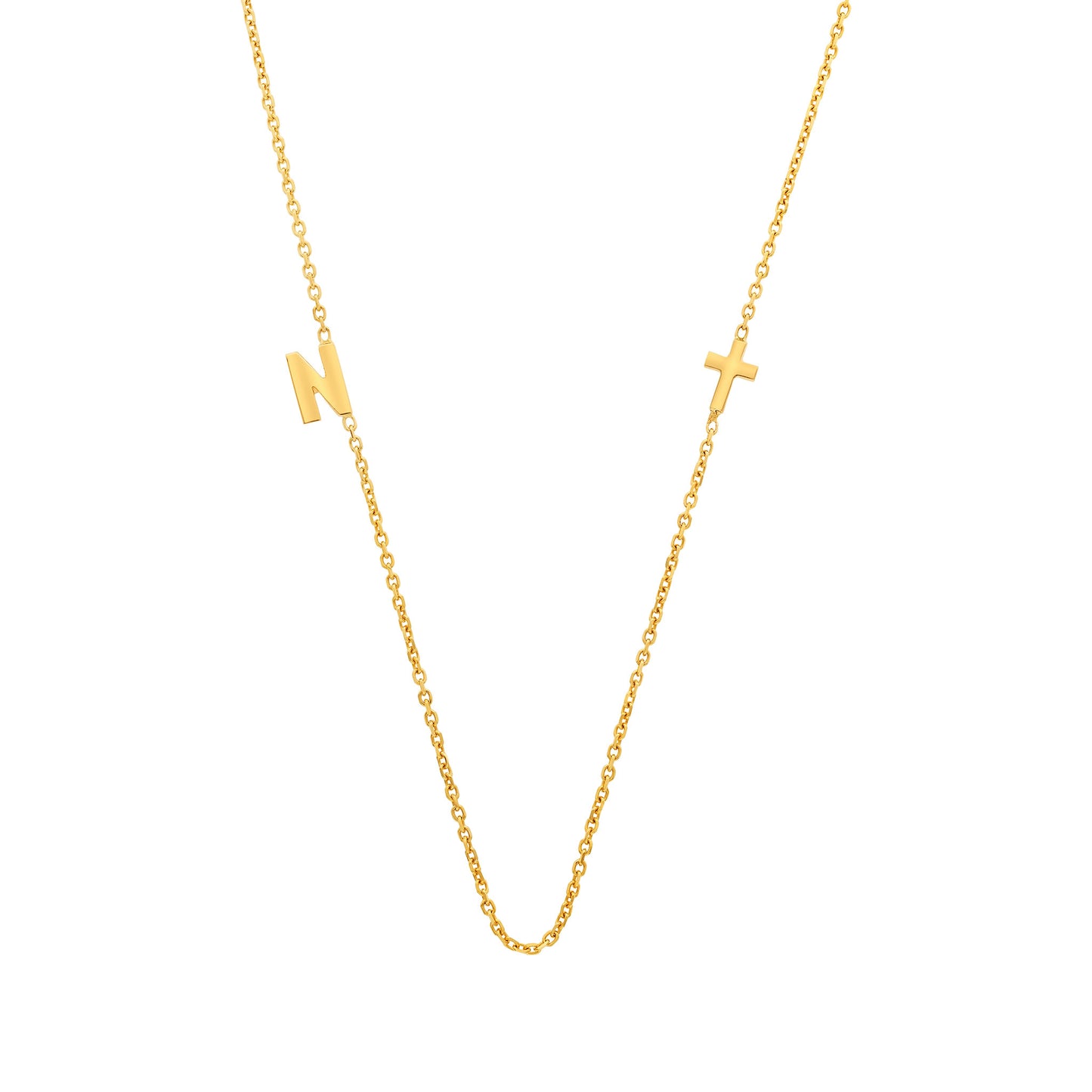 LeahJessica Hand Cut Letter & Cross Necklace