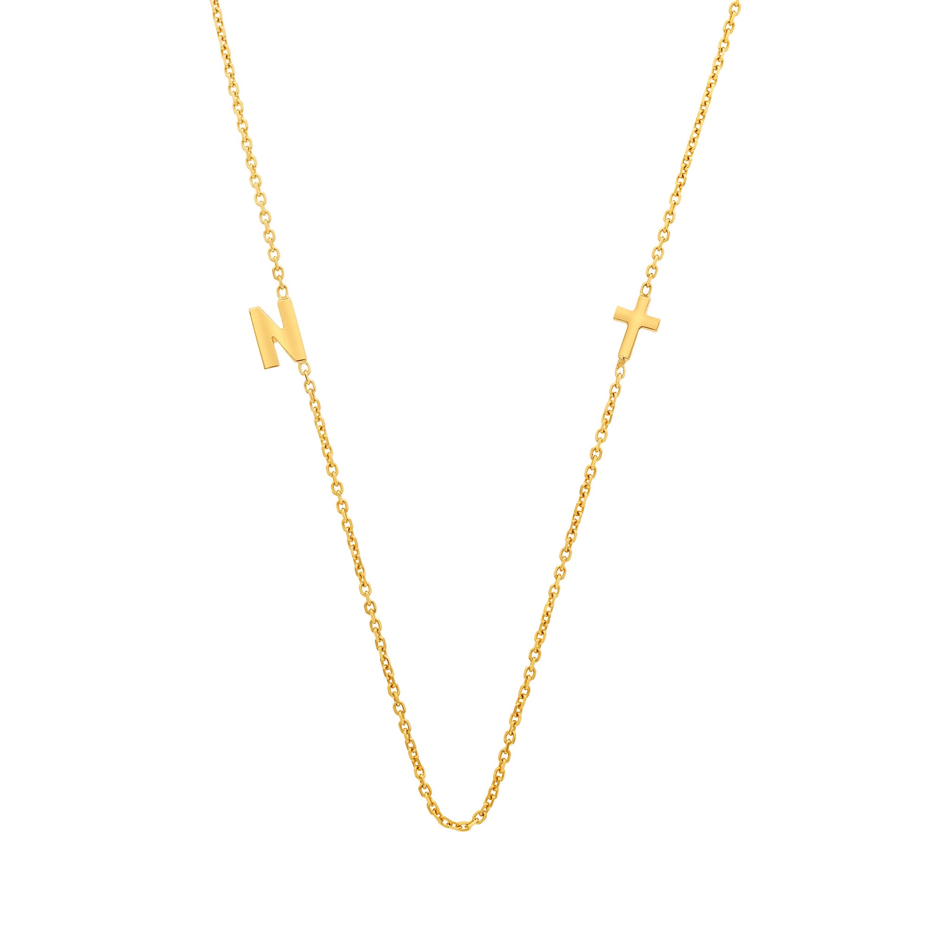 LeahJessica Hand Cut Letter & Cross Necklace