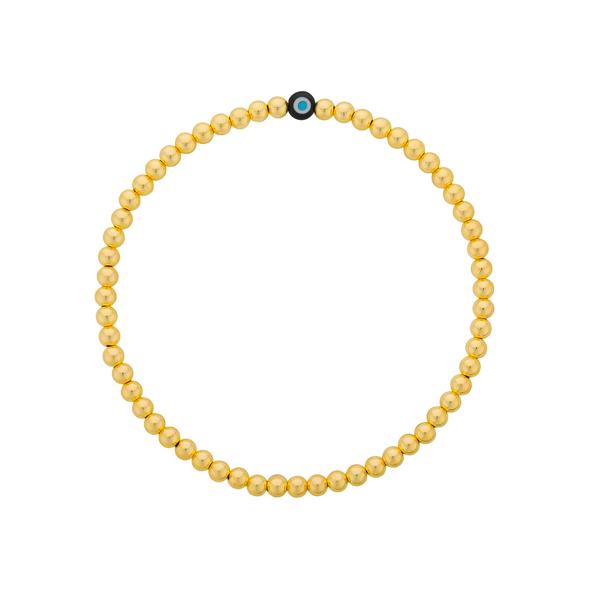 Gold Filled Bead Bracelet with Black Evil Eye