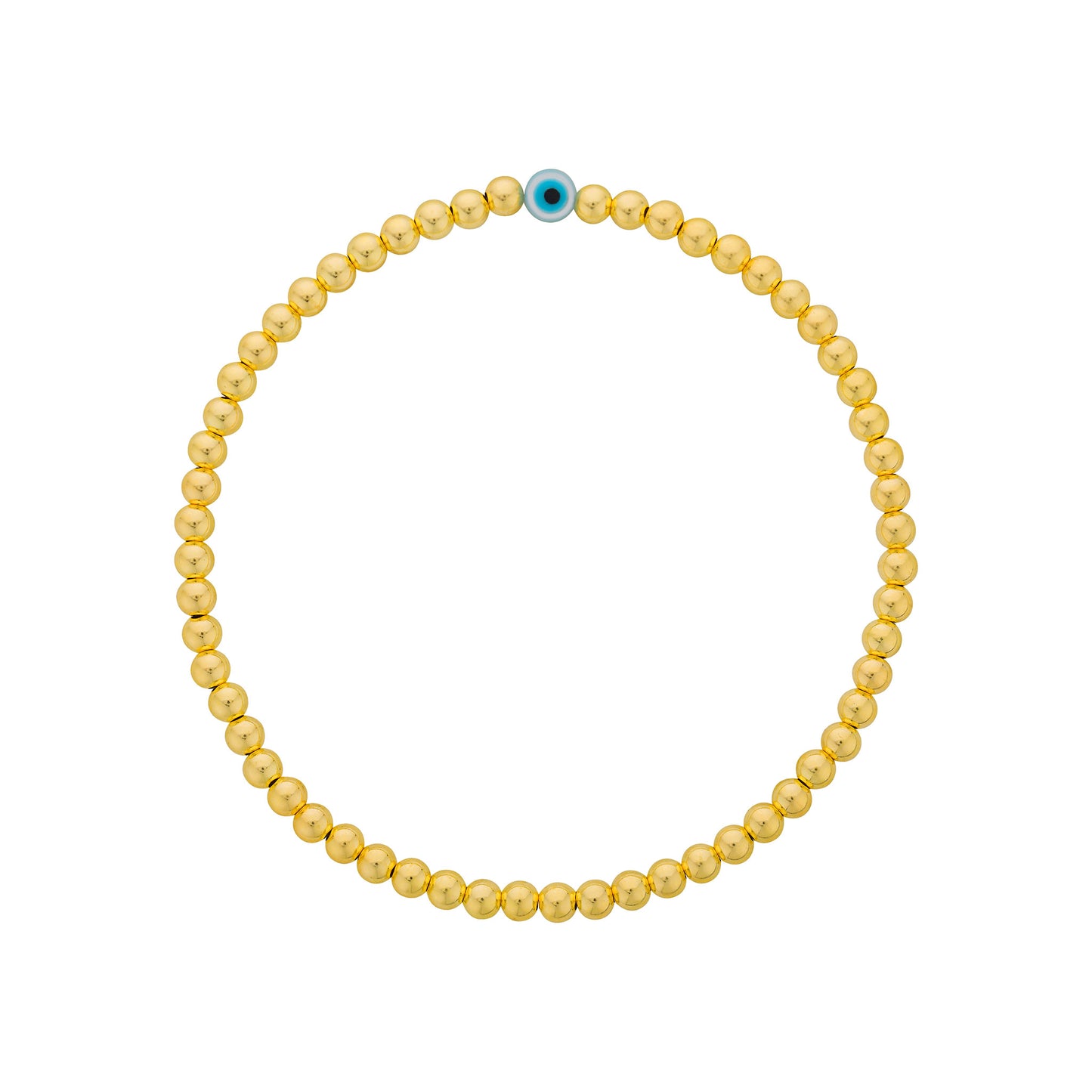 Gold Filled Bead Bracelet with Evil Eye