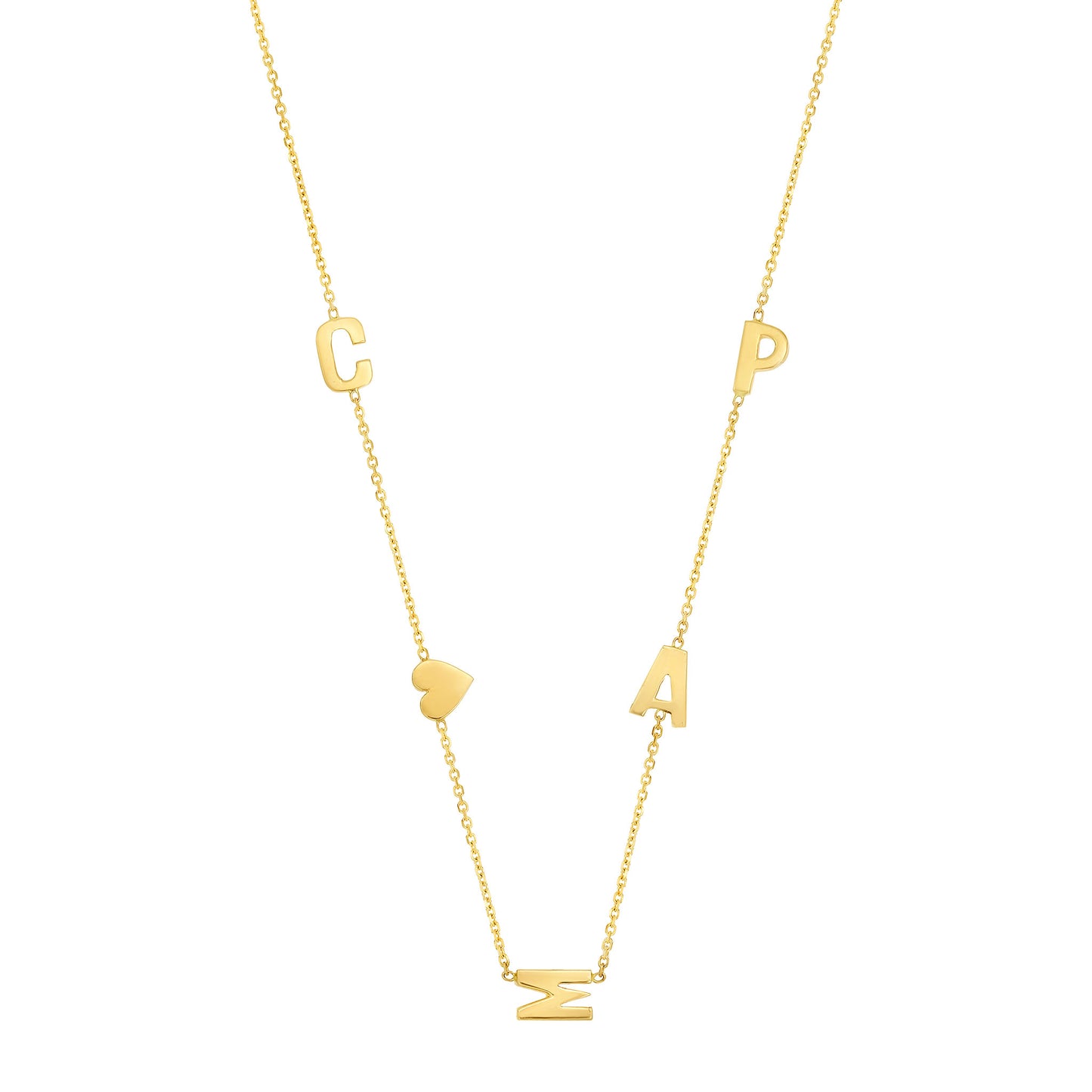 Hand Cut 4 Letters & Heart Necklace | LeahJessica Jewelry