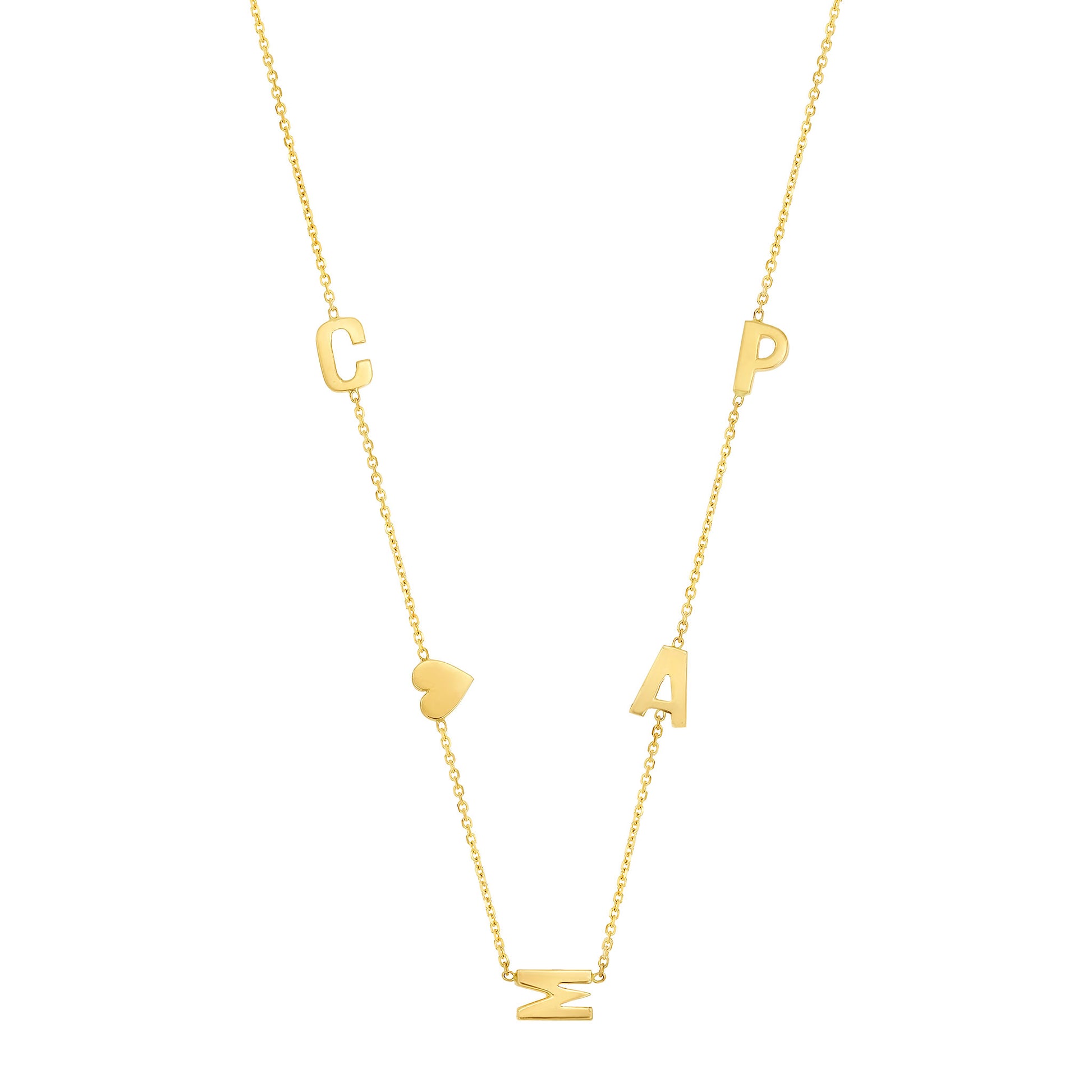 Hand Cut 4 Letters & Heart Necklace | LeahJessica Jewelry