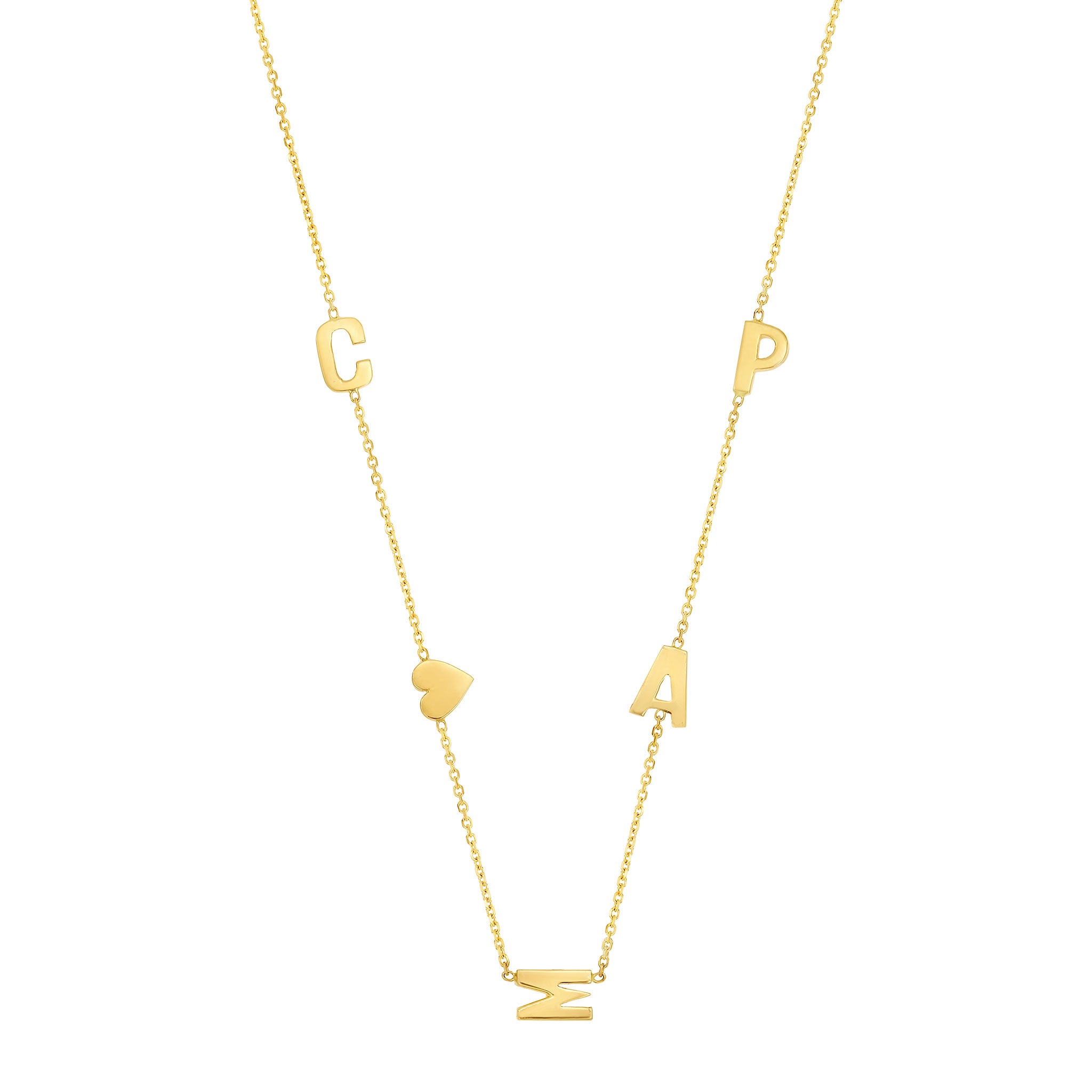 Hand Cut 4 Letters & Heart Necklace | LeahJessica Jewelry